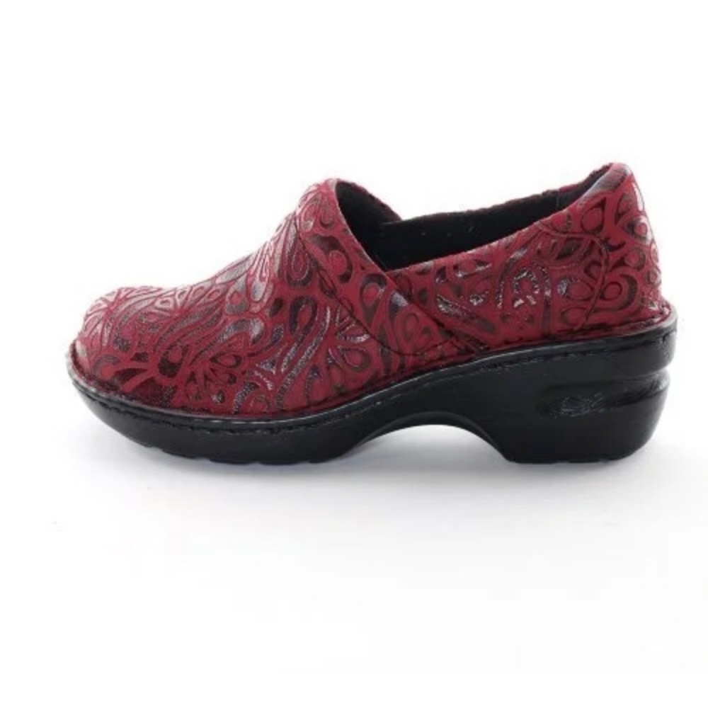 BOC Embossed Red Leather Clogs Size 10M